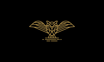 vintage owl line art logo icon vector - 331291245