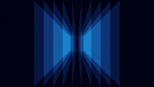 Abstract background of blue squares. Shapes rotate in the center of the screen. Blue tint. Looped screensaver footage video.4K.