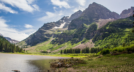 Shoreline of beautiful Crater Lake Aspen Colorado USA