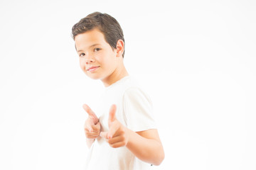 Boy in white white shirt smiling