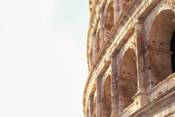 Detail of the façade of the Colosseum in Rome
