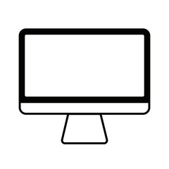 All-in-one personal computer vector illustration in black and white.