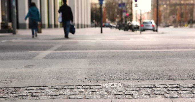 German street Frankfurt city Focused on the asphalt Rich city Europe