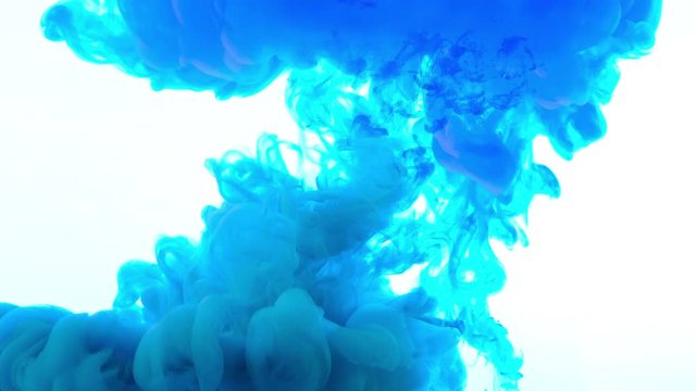 4K, Colorful drops in water, abstract color mix, drop of Ink color mix paint falling on water Colorful ink in water, 4K footage,