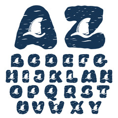 Alphabet with shark's fin.