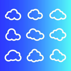 set of clouds icon vector sign isolated color editable. cloud symbol template for graphic and web design on white background