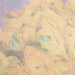 Fototapeta premium Design card from bouquet of white pink purple Ranunculus.
