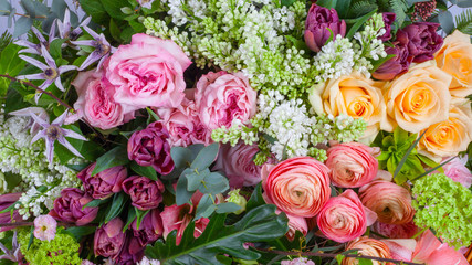 Flower arrangement background with roses