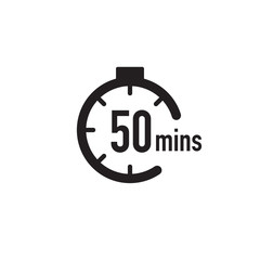 50 minutes timer, stopwatch or countdown icon. Time measure. Chronometr icon. Stock Vector illustration isolated on white background.