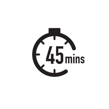 45 minutes timer, stopwatch or countdown icon. Time measure. Chronometr icon. Stock Vector illustration isolated on white background.