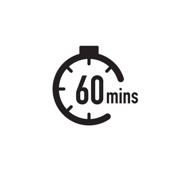 60 minutes timer, stopwatch or countdown icon. Time measure. Chronometr icon. Stock Vector illustration isolated on white background.