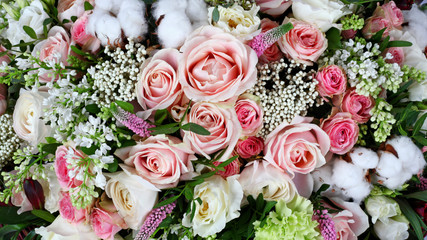 Flower arrangement background with roses