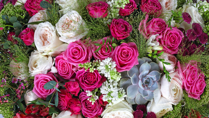 Flower arrangement background with roses