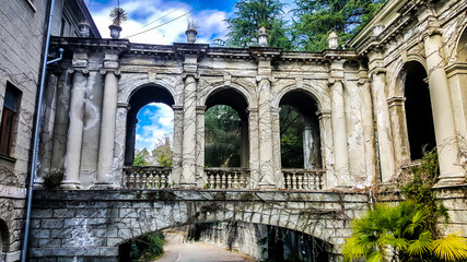 Old abandoned sanatorium Ordzhonikidze. Sochi, Russia.