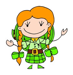 A cute leprechaun cartoon character. St Patricks day. 17 March. Vector illustration.	