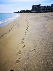 footprints on beach