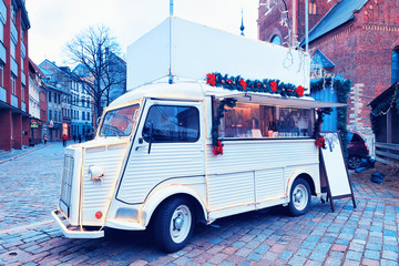 Truck selling food and drinks at Christmas Market