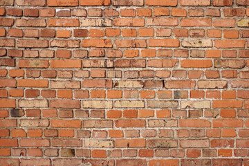 Old red brick wall background, texture