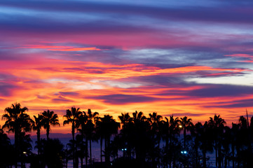 Colorful sunset in the city