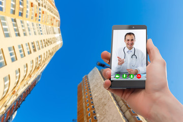 young doctor on video conference with patient. doctor online