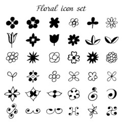 Floral icon set. Flowers element design.