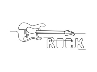Continuous line drawing of electric guitar