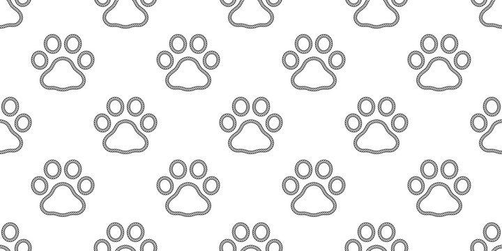 dog paw seamless pattern footprint icon rope lasso cat bear polar vector french bulldog cartoon repeat wallpaper scarf isolated tile background doodke illustration design