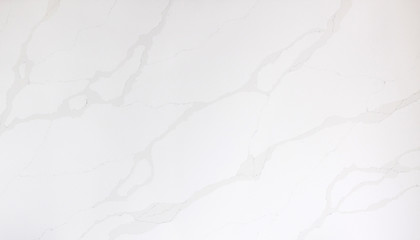 Beautiful closeup of a white marble looking quartz slab with grey veining - obrazy, fototapety, plakaty