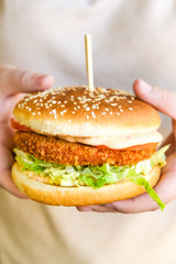 powerful burgers with juicy cutlets, fresh vegetables and crispy buns.