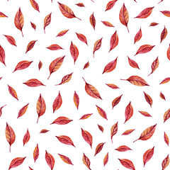 Oriental cherry leaves pattern. Watercolor seamless illustration. Ideal for packaging eco-friendly products, scrapbooking, eco-style party design, card, invitations, congratulations
