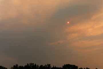Fototapeta premium Smoke covering the sun during the Wildfires in Canada