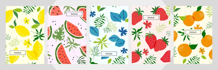 Fotobehang Modern template fruit  vector notebook background. © Tolchik