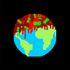 Planet is infected with coronavirus. Spread of epidemic  2019-nCoV across Earth