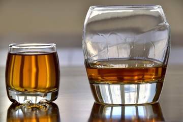 whiskey glass large and small both not empty