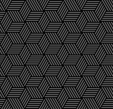 Seamless geometric hexagon and diamond shapes pattern. 3D illusion.