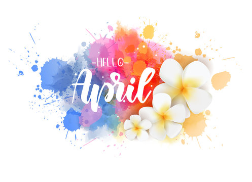 Hello April - floral spring concept background