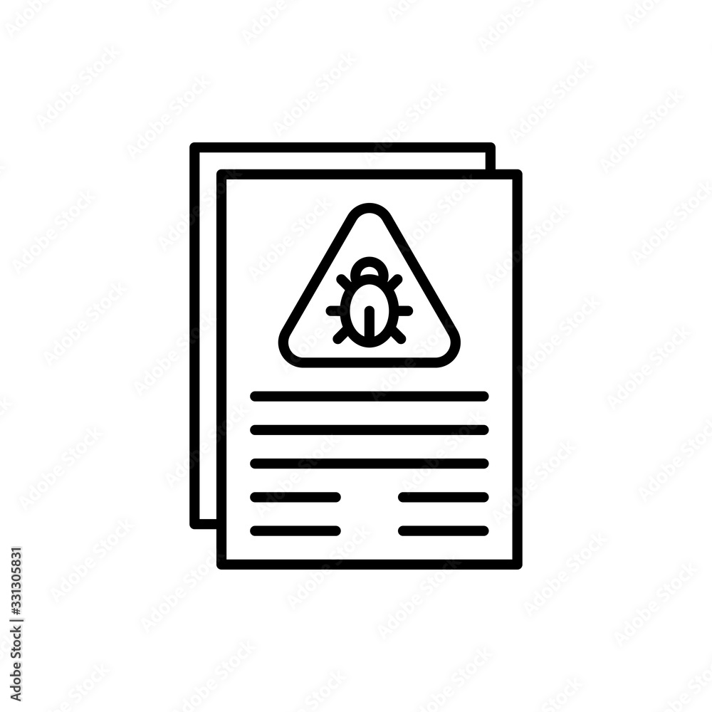 Poster software bug vector icon line illustration.