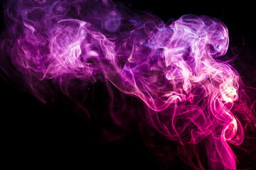 Colored smoke on black background