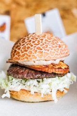 powerful burgers with juicy cutlets, fresh vegetables and crispy buns.