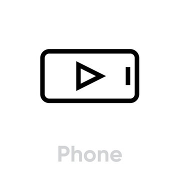 Phone video tv icon. Editable line vector.