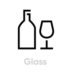Glass recycling icon. Editable line vector.