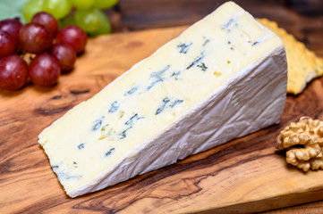 Cheese collection, German creamy blue brie Cambozola soft cheese with blue mould