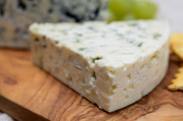 Cheese collection, strong Danish blue cheese Danablu with blue mould.