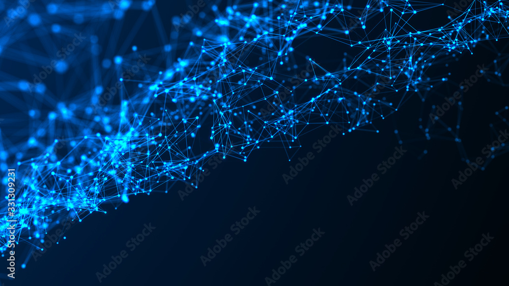 Fototapete Abstract digital connection dots and lines. Technology background. Network connection structure. Plexus effect. 3d