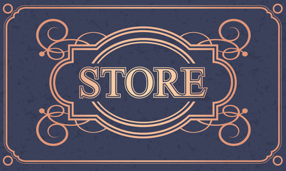 Store Vintage Luxurious сalligraphic design border, Retro Store Flourish calligraphy monogram, Vector illustration