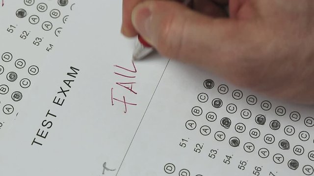 teacher writing fail on multiple choice test