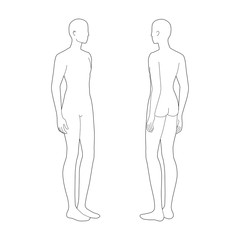 Fashion template of two standing men. 