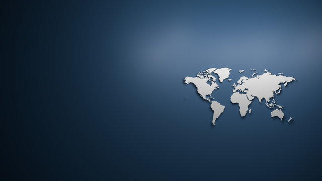 Fototapeta World map on blue background with textspace