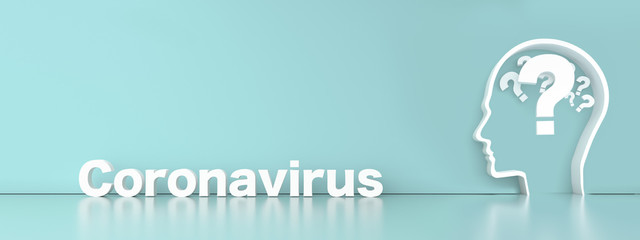Naklejka premium question mark in front of a color wall background. Corona Covid-19 Virus concept - 3D Rendering.
