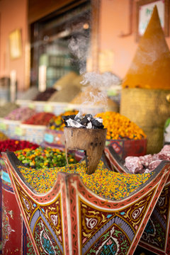 African incense burning in the spice shops, Medina Morocco Marrakesh